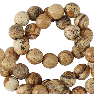 Natural stone beads Dalmatian Stone 4mm faceted polished Suntan Bronze Brown