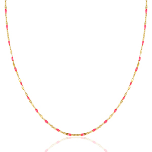 Stainless steel necklaces Neon Fuchsia Pink-Gold