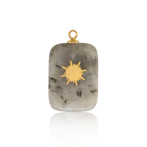Stainless steel charms rectangle sun Gold-Grey