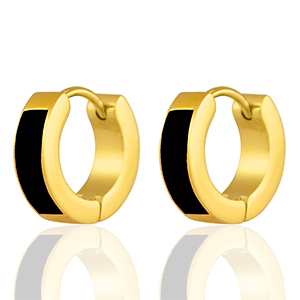 Stainless steel earrings Black-Gold