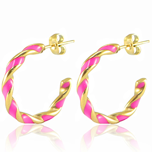 Stainless steel earrings Neon Pink-Gold