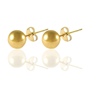 Stainless steel earrings / earpins 6mm Gold