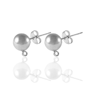 Stainless steel earrings / earpins with loop 5mm Silver