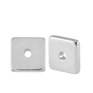 DQ European metal beads disc square 7mm Antique Silver (nickel free)