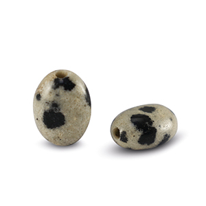 Natural stone beads Dalmatian Stone oval Greige