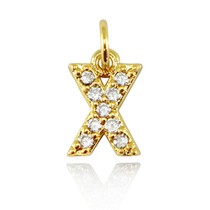 Brass TQ metal charms initial X Gold