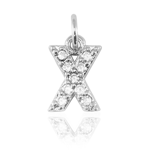 Brass TQ metal charms initial X Silver