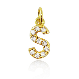 Brass TQ metal charms initial S Gold