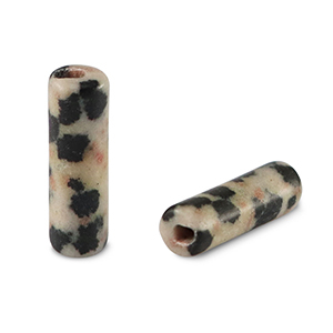 Natural stone beads Dalmation stone tubes Greige