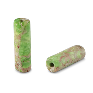 Natural stone beads tubes Light Green
