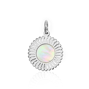 Stainless steel charms shell 12mm Silver-White (natural colour)