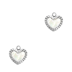 Stainless steel charms shell heart Silver-White (natural colour)