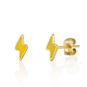 Stainless steel earrings / earpins thunder Gold-Yellow