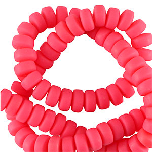 Polymer beads rondelle 7mm Neon Coral Pink