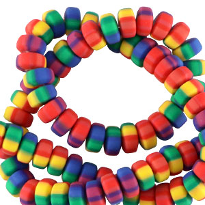 Polymer beads rondelle 7mm Multicolour Rainbow