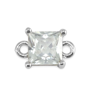 Crystal glass connectors square Crystal-Silver
