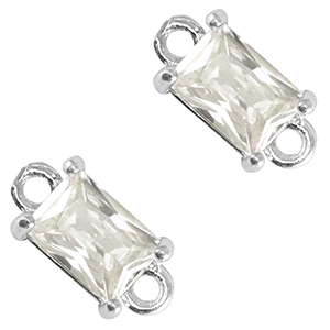 Crystal glass connectors rectangle Crystal-Silver