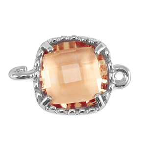 Crystal glass connectors square Peachy Rose-Silver