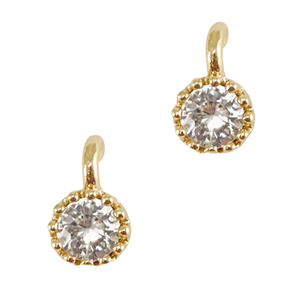 Crystal glass charms 4mm Crystal-Gold