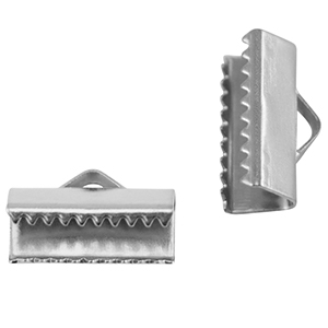 Stainless steel findings ribbon ends 13mm Silver