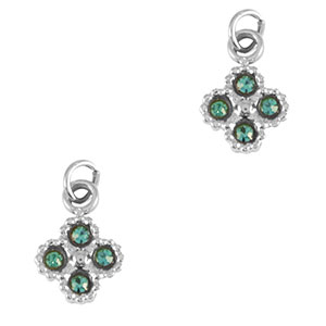 Stainless steel charms flower Silver-Blue