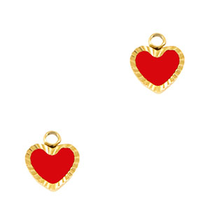 Stainless steel charms heart Gold-Red White