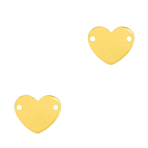 Stainless steel charms connector heart Gold