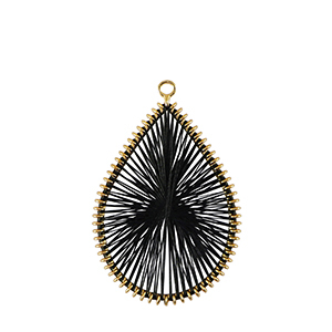 Crochet pendants with macram&eacute; bead cord drop Gold-Black