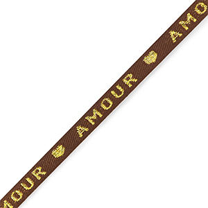 Ribbon text "amour" Brown-Gold