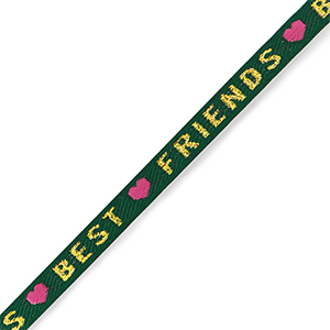 Ribbon text "best friends" Green-Gold-Pink