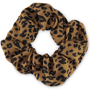 Scrunchie hair tie leopard print Tan Brown-Black