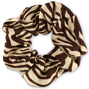 Scrunchie hair tie zebra print Cashmere White-brown