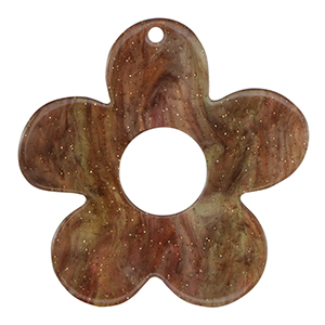 Resin pendants flower glitter Multicolor Brown
