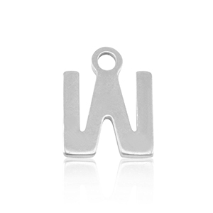 Stainless steel charms initial W Silver