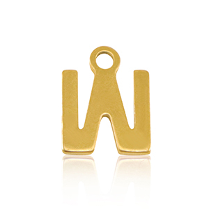 Stainless steel charms initial W Gold