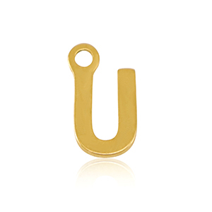 Stainless steel charms initial U Gold