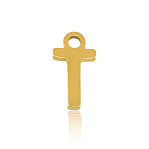 Stainless steel charms initial T Gold