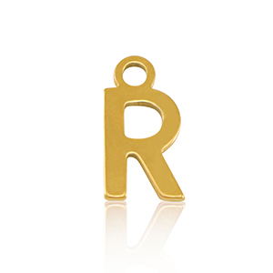 Stainless steel charms initial R Gold