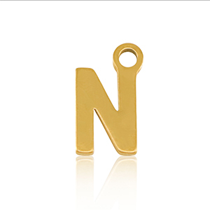 Stainless steel charms initial N Gold