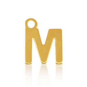 Stainless steel charms initial M Gold