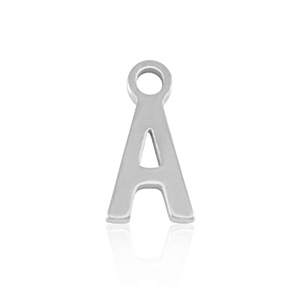 Stainless steel charms initial A Silver