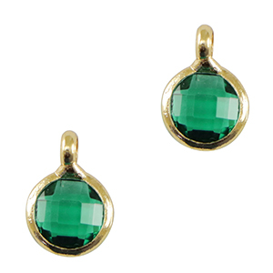 Crystal glass charms 7mm Green-Gold