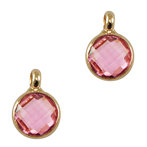 Crystal glass charms 7mm Pink-Gold