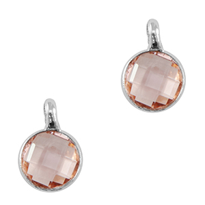 Crystal glass charms 7mm Light Pink-Silver