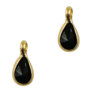 Crystal glass charms drop Black-Gold