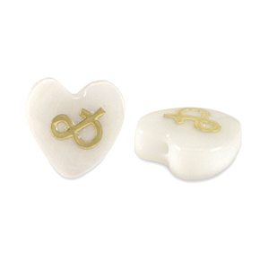 Glass beads heart shell look "&" White-Gold