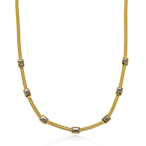 Stainless steel snake necklaces crystal Gold-Black