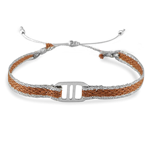 Ready-made Bracelets ribbon with Stainless steel connector Brown-Silver