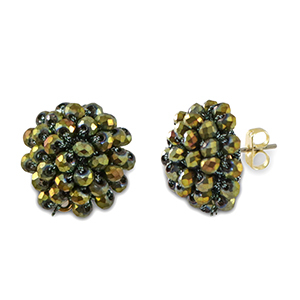 Top Faceted earrings with loop Olive Green
