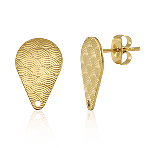 Stainless steel findings earrings / earpin drop with eye Gold